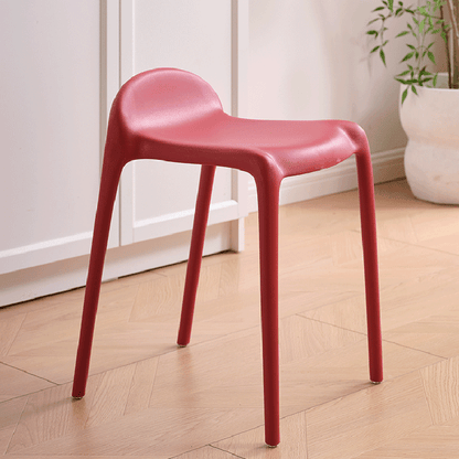 Modern Minimalist Curved PP Plastic Stackable Dining Chair Backless Armless For Dining Room