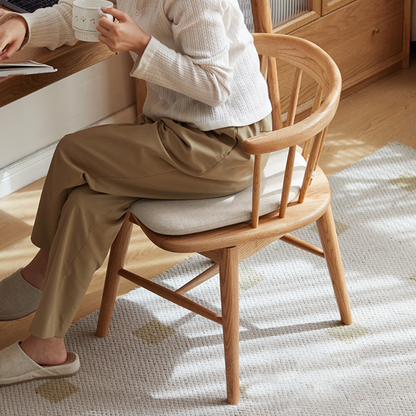 Traditional French Rubberwood Curved Rotatable Dining Chair Backrest Armless For Living Room & Dining Room