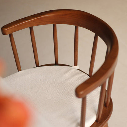 Traditional French Rubberwood Curved Rotatable Dining Chair Backrest Armless For Living Room & Dining Room