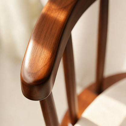 Traditional French Rubberwood Curved Rotatable Dining Chair Backrest Armless For Living Room & Dining Room