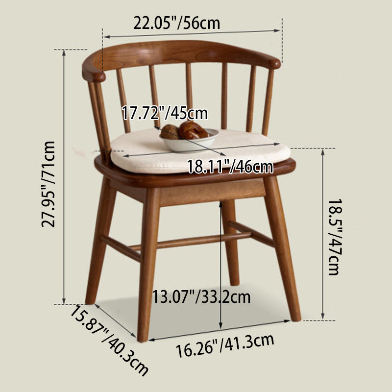 Traditional French Rubberwood Curved Rotatable Dining Chair Backrest Armless For Living Room & Dining Room