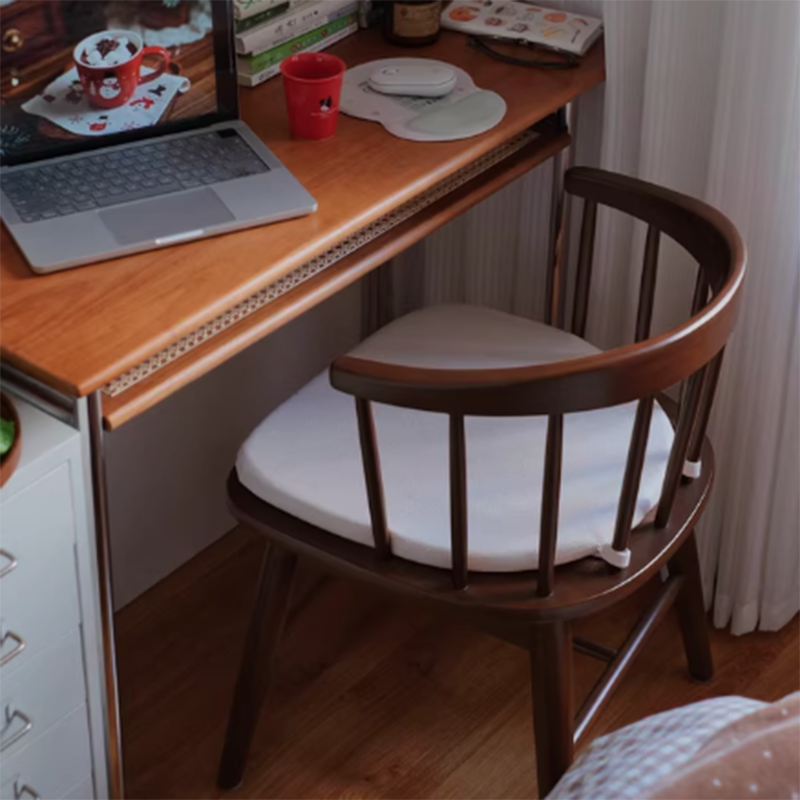 Traditional French Rubberwood Curved Rotatable Dining Chair Backrest Armless For Living Room & Dining Room