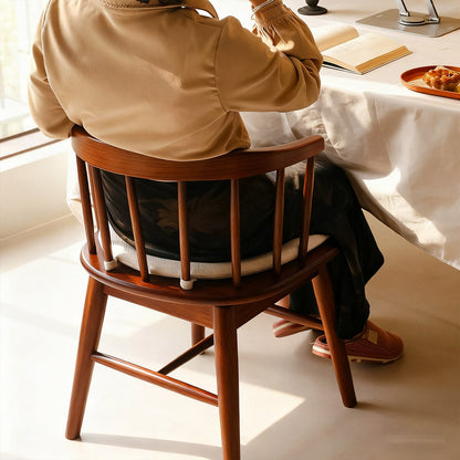 Traditional French Rubberwood Curved Rotatable Dining Chair Backrest Armless For Living Room & Dining Room