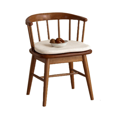 Traditional French Rubberwood Curved Rotatable Dining Chair Backrest Armless For Living Room & Dining Room