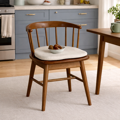Traditional French Rubberwood Curved Rotatable Dining Chair Backrest Armless For Living Room & Dining Room