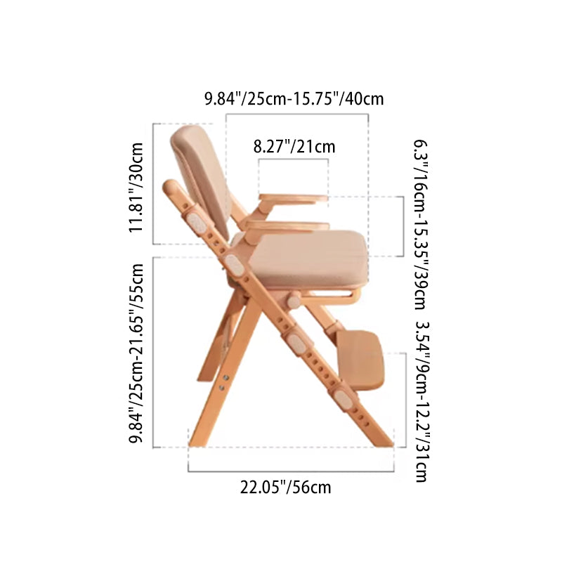 Modern Minimalist Triangular Cat Scratching Leather Beech & Solid Wood Plywood Adjustable Kids Desk Chair Backrest Armrest For Study