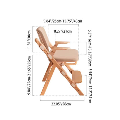 Modern Minimalist Triangular Cat Scratching Leather Beech & Solid Wood Plywood Adjustable Kids Desk Chair Backrest Armrest For Study