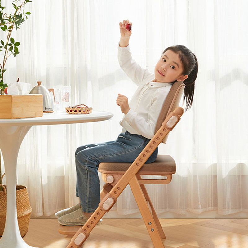 Modern Minimalist Triangular Cat Scratching Leather Beech & Solid Wood Plywood Adjustable Kids Desk Chair Backrest Armrest For Study