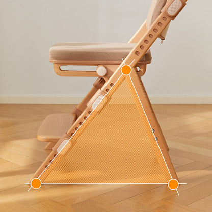 Modern Minimalist Triangular Cat Scratching Leather Beech & Solid Wood Plywood Adjustable Kids Desk Chair Backrest Armrest For Study