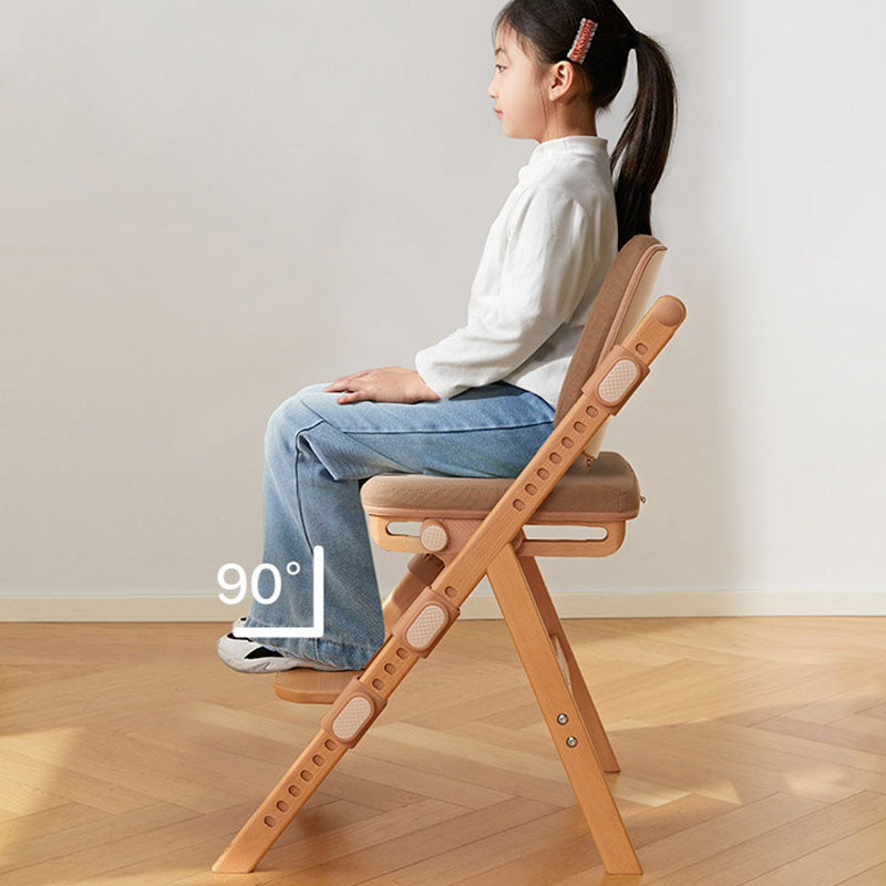 Modern Minimalist Triangular Cat Scratching Leather Beech & Solid Wood Plywood Adjustable Kids Desk Chair Backrest Armrest For Study