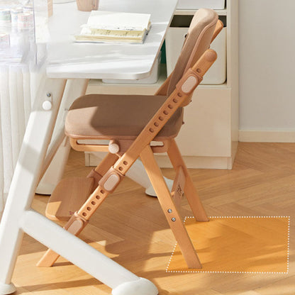 Modern Minimalist Triangular Cat Scratching Leather Beech & Solid Wood Plywood Adjustable Kids Desk Chair Backrest Armrest For Study