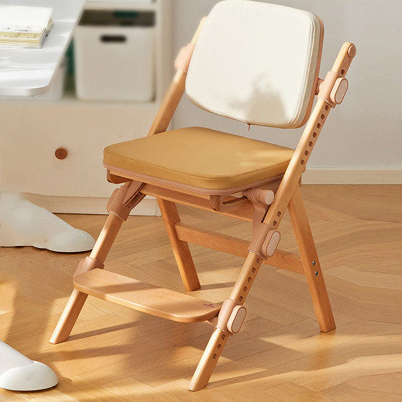 Modern Minimalist Triangular Cat Scratching Leather Beech & Solid Wood Plywood Adjustable Kids Desk Chair Backrest Armrest For Study