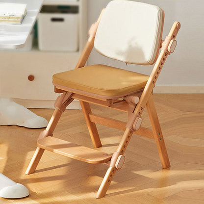 Modern Minimalist Triangular Cat Scratching Leather Beech & Solid Wood Plywood Adjustable Kids Desk Chair Backrest Armrest For Study
