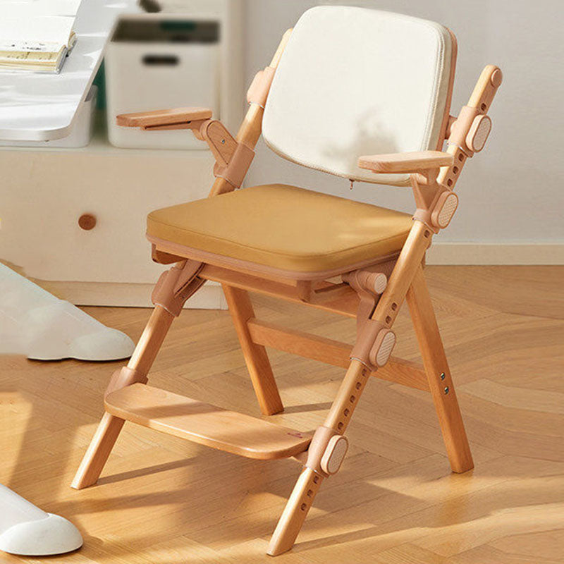 Modern Minimalist Triangular Cat Scratching Leather Beech & Solid Wood Plywood Adjustable Kids Desk Chair Backrest Armrest For Study