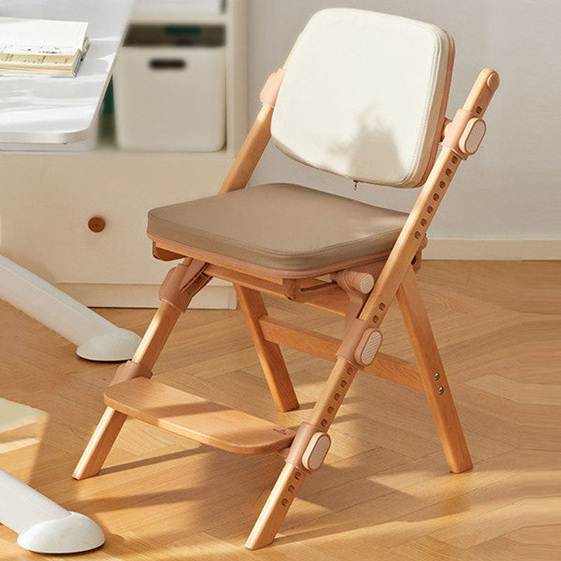 Modern Minimalist Triangular Cat Scratching Leather Beech & Solid Wood Plywood Adjustable Kids Desk Chair Backrest Armrest For Study