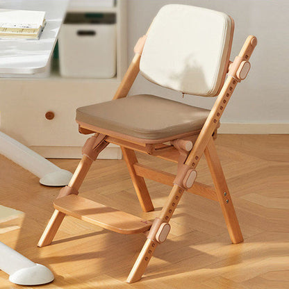 Modern Minimalist Triangular Cat Scratching Leather Beech & Solid Wood Plywood Adjustable Kids Desk Chair Backrest Armrest For Study