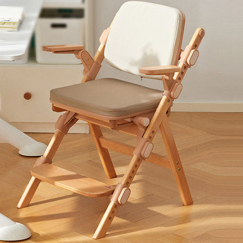 Modern Minimalist Triangular Cat Scratching Leather Beech & Solid Wood Plywood Adjustable Kids Desk Chair Backrest Armrest For Study