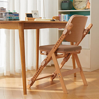 Modern Minimalist Triangular Cat Scratching Leather Beech & Solid Wood Plywood Adjustable Kids Desk Chair Backrest Armrest For Study