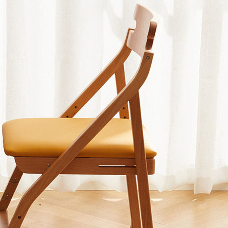 Modern Minimalist Triangular Beech Wood Solid Wood Plywood Silicone Leather Adjustable Kids Ergonomic Desk Chair Backrest Armless For Study