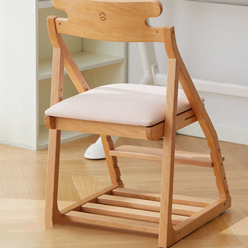 Modern Minimalist Triangular Beech Wood Solid Wood Plywood Silicone Leather Adjustable Kids Ergonomic Desk Chair Backrest Armless For Study