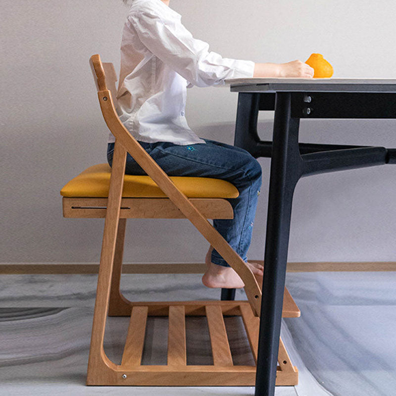 Modern Minimalist Triangular Beech Wood Solid Wood Plywood Silicone Leather Adjustable Kids Ergonomic Desk Chair Backrest Armless For Study
