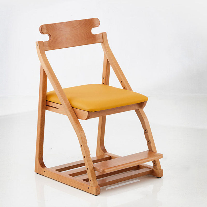 Modern Minimalist Triangular Beech Wood Solid Wood Plywood Silicone Leather Adjustable Kids Ergonomic Desk Chair Backrest Armless For Study