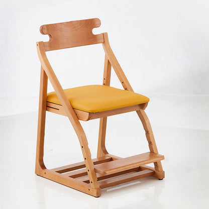 Modern Minimalist Triangular Beech Wood Solid Wood Plywood Silicone Leather Adjustable Kids Ergonomic Desk Chair Backrest Armless For Study