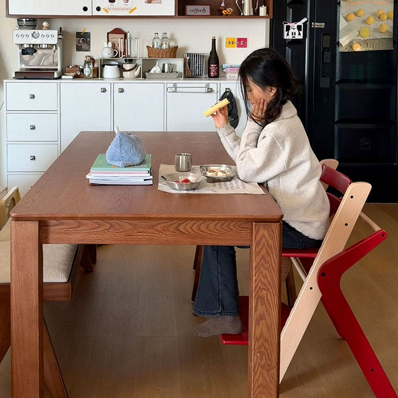 Contemporary Creative Geometric Beech Wood Solid Wood Plywood Adjustable Kids Dining Chair Backrest Armless For Dining Room