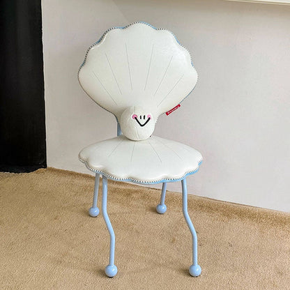 Contemporary Nordic Shell-Shaped Iron PU Leather Solid Wood Plywood Dining Chair Backrest For Dining Room