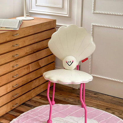 Contemporary Nordic Shell-Shaped Iron PU Leather Solid Wood Plywood Dining Chair Backrest For Dining Room