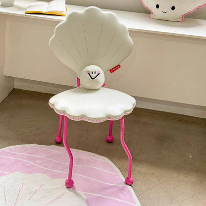 Contemporary Nordic Shell-Shaped Iron PU Leather Solid Wood Plywood Dining Chair Backrest For Dining Room
