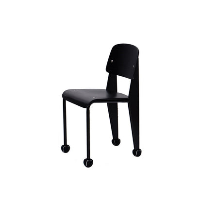Contemporary Creative Geometric Oak Plywood Carbon Steel Dining Chair Backrest Armless For Dining Room