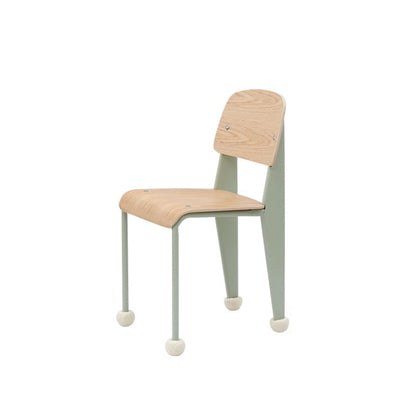 Contemporary Creative Geometric Oak Plywood Carbon Steel Dining Chair Backrest Armless For Dining Room