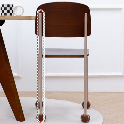 Contemporary Creative Geometric Oak Plywood Carbon Steel Dining Chair Backrest Armless For Dining Room