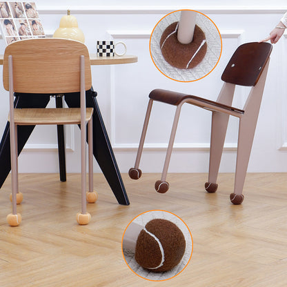 Contemporary Creative Geometric Oak Plywood Carbon Steel Dining Chair Backrest Armless For Dining Room