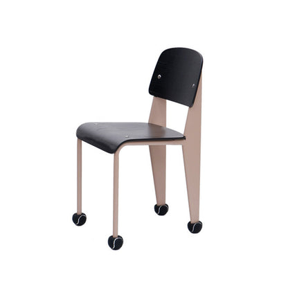 Contemporary Creative Geometric Oak Plywood Carbon Steel Dining Chair Backrest Armless For Dining Room