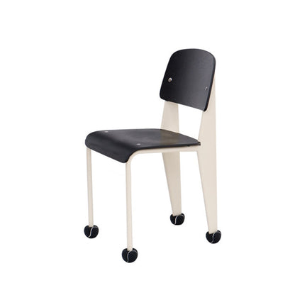 Contemporary Creative Geometric Oak Plywood Carbon Steel Dining Chair Backrest Armless For Dining Room