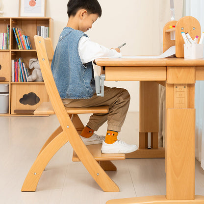 Modern Minimalist Rectangular Beech Wood Adjustable Kids Desk Chair Backrest Armless For Study