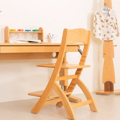 Modern Minimalist Rectangular Beech Wood Adjustable Kids Desk Chair Backrest Armless For Study