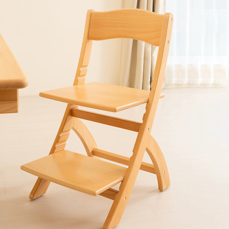 Modern Minimalist Rectangular Beech Wood Adjustable Kids Desk Chair Backrest Armless For Study