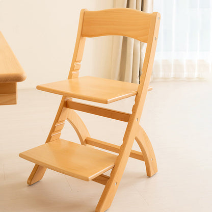 Modern Minimalist Rectangular Beech Wood Adjustable Kids Desk Chair Backrest Armless For Study