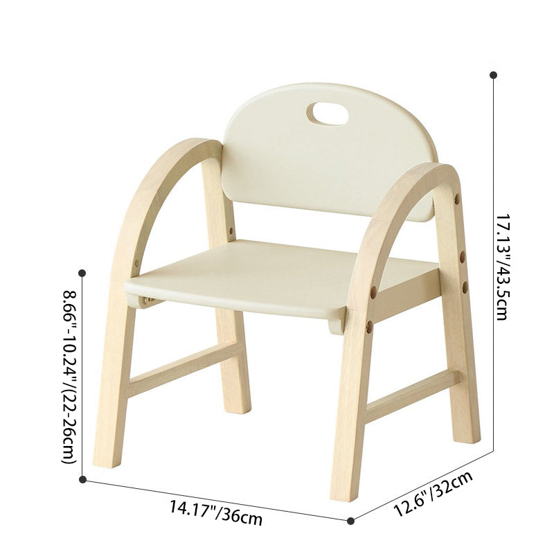 Contemporary Scandinavian Solid Wood Arc Liftable Kids Chair Backrest Armrest For Living Room
