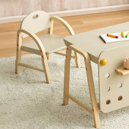 Contemporary Scandinavian Solid Wood Arc Liftable Kids Chair Backrest Armrest For Living Room