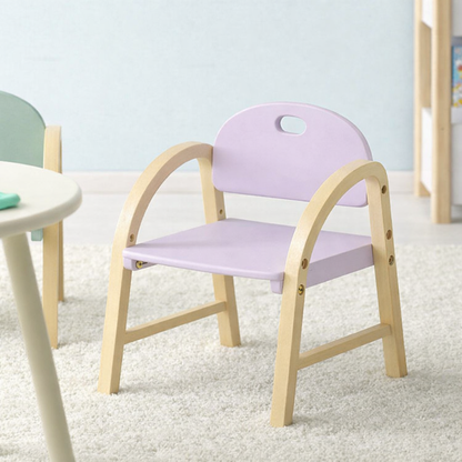 Contemporary Scandinavian Solid Wood Arc Liftable Kids Chair Backrest Armrest For Living Room