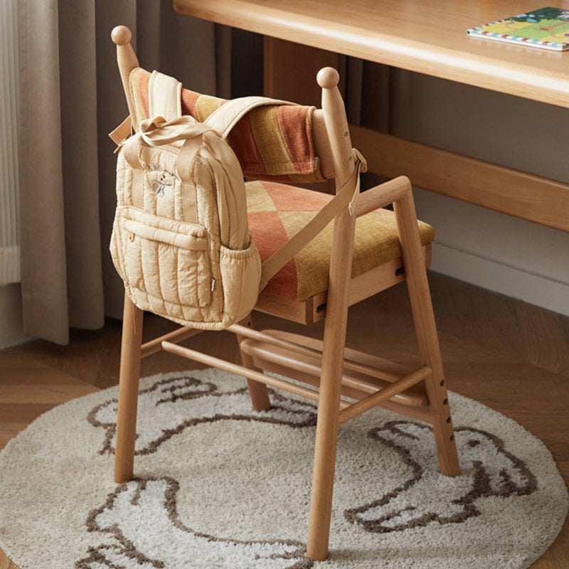 Traditional French Trapezoidal Beech Wood Pine Board Faux Cotton-Linen Fabric Sponge Adjustable Kids Desk Chair For Study