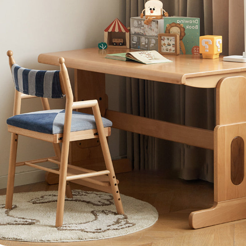 Traditional French Trapezoidal Beech Wood Pine Board Faux Cotton-Linen Fabric Sponge Adjustable Kids Desk Chair For Study
