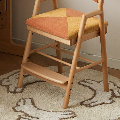 Traditional French Trapezoidal Beech Wood Pine Board Faux Cotton-Linen Fabric Sponge Adjustable Kids Desk Chair For Study