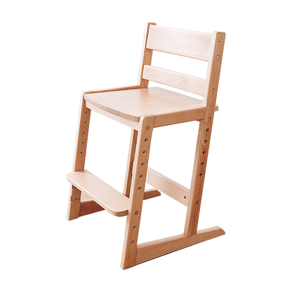 Traditional Chinese Beech Oak Wood Rectangular Adjustable Kids Desk Chair Backrest Armless For Living Room