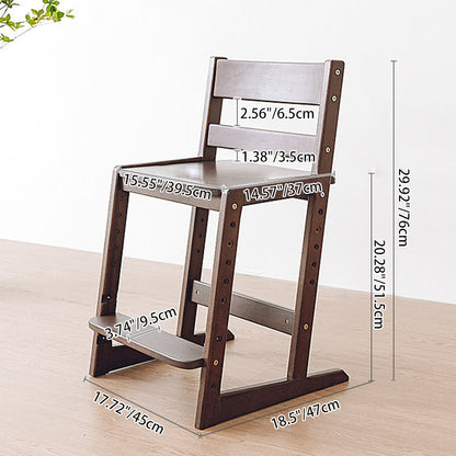 Traditional Chinese Beech Oak Wood Rectangular Adjustable Kids Desk Chair Backrest Armless For Living Room