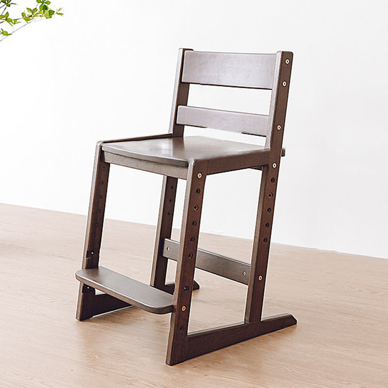 Traditional Chinese Beech Oak Wood Rectangular Adjustable Kids Desk Chair Backrest Armless For Living Room